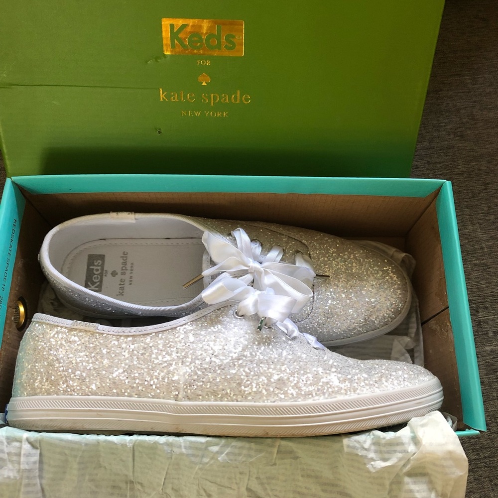 White glitter Keds